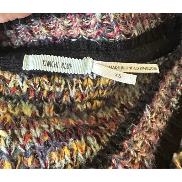 Kimchi Blue Womens XS Cropped Loop Knit Shag Sweater Multicolor Made in UK - Picture 5 of 5